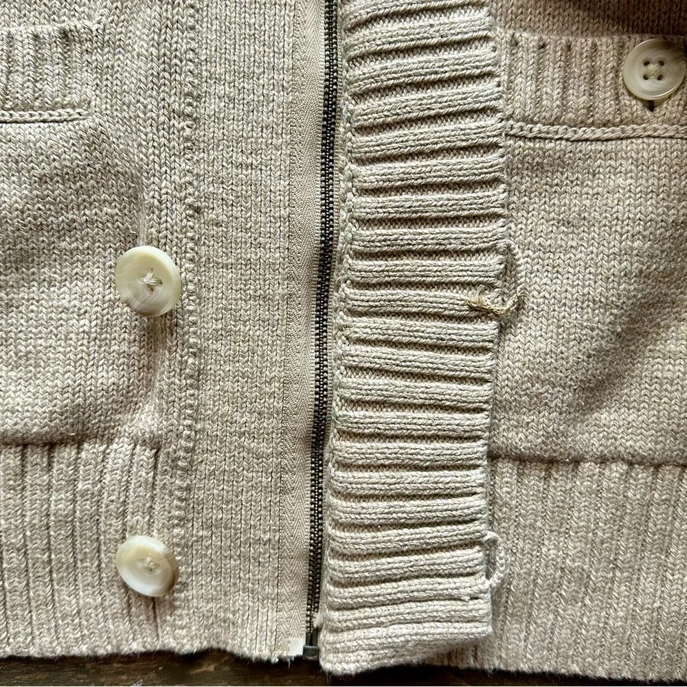 Banana Republic Men’s Shawl Collar Cardigan Sweater Beige Cotton M - Picture 6 of 9